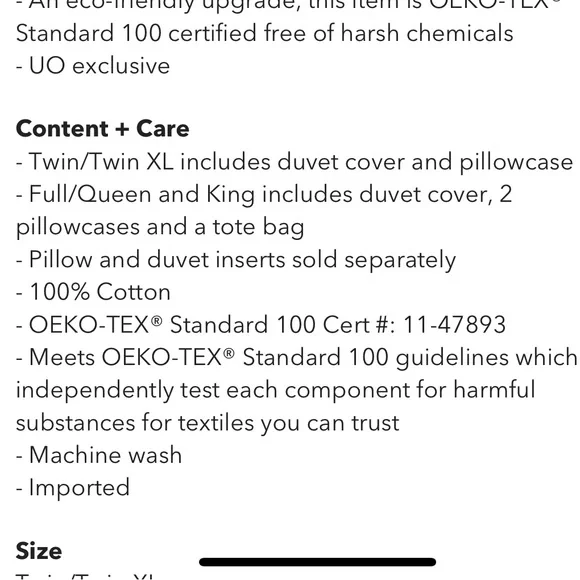 UO 100% Cotton Duvet Cover Set Twin XL *New* - Picture 7 of 9